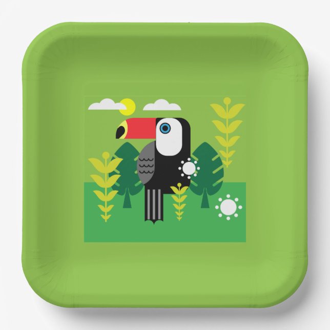 Toucan Tropical Bird Paper Plate (Front)