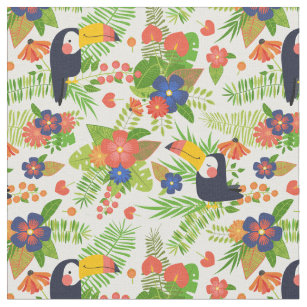 Toucan & Tropical Flowers Fabric