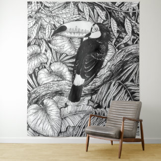 Toucan tropical garden tapestry