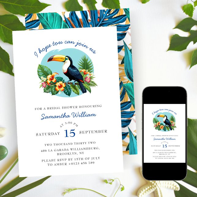 Toucan Tropical Rainforest Summers Bridal Shower Invitation (Creator Uploaded)