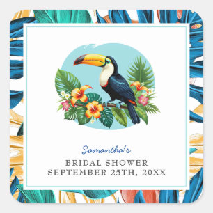 Toucan Tropical Rainforest Summers Bridal Shower Square Sticker
