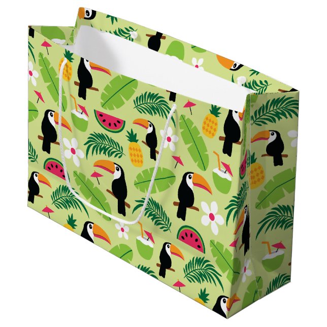 Toucan Tropical Summer Large Gift Bag (Front Angled)