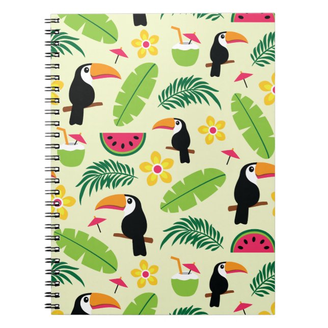 Toucan Tropical Summer Pattern Notebook (Front)