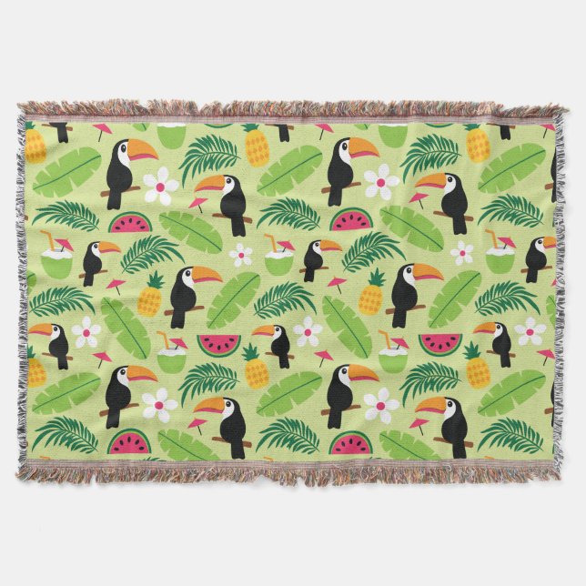 Toucan Tropical Summer Throw Blanket (Front)