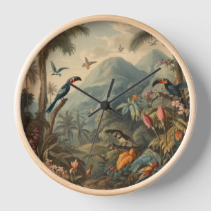 Toucan Valley & Highland Botanical Vintage Science Clock