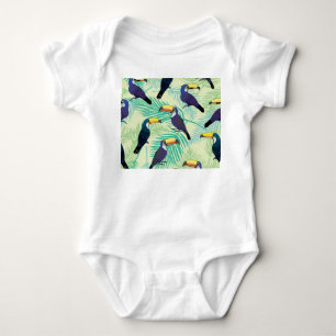 Toucan Vintage, Colourful Illustration. Baby Bodysuit
