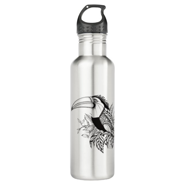 Toucan Wild Animal Nature Illustration Art Tattoo 710 Ml Water Bottle (Front)
