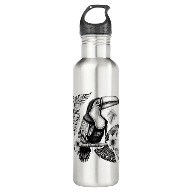 Toucan Wild Animal Nature Illustration Art Tattoo 710 Ml Water Bottle (Front)