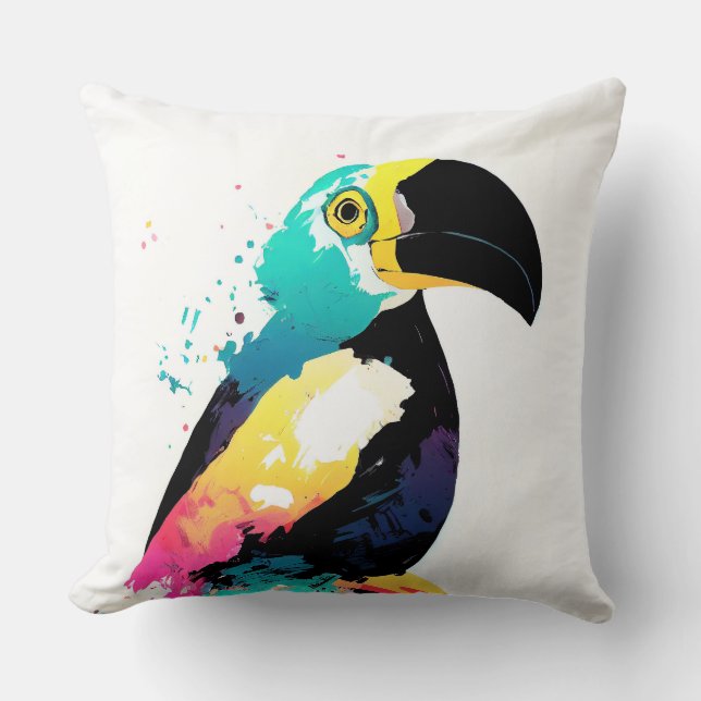 Toucan Wild Nature Animal Colors Art Painting Cushion (Front)