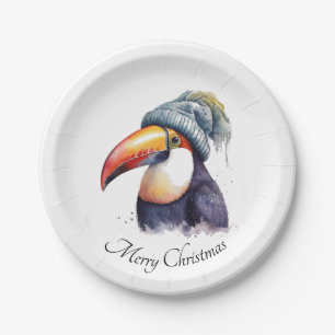 Toucan Winter Vibes, custom Paper Plate