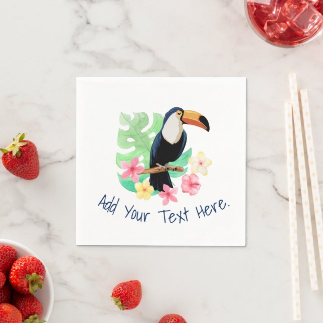 Toucan With Tropical Flower Napkin (Insitu)