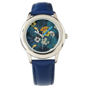 Toucans and tropical flora, blue , yellow , orange watch