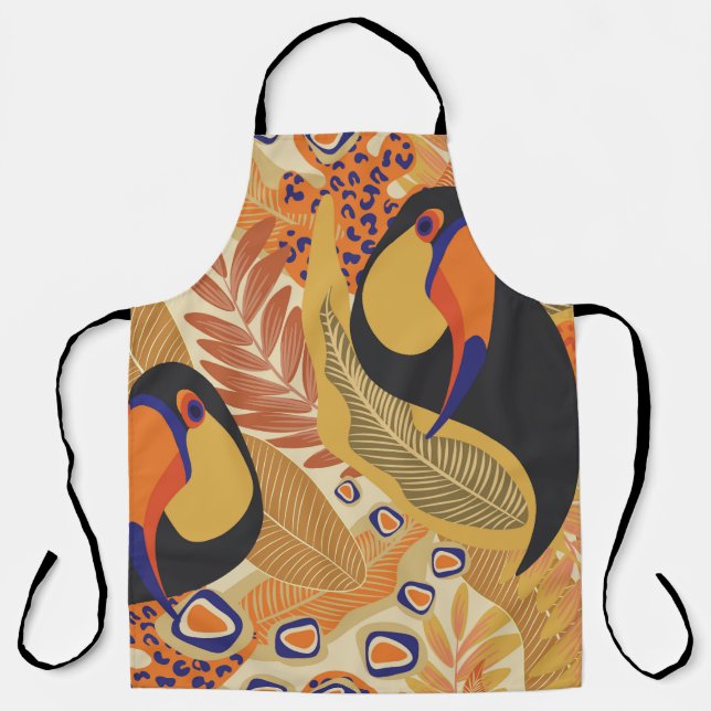 Toucans on branches, seamless tropical pattern. apron (Front)