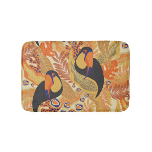Toucans on branches, seamless tropical pattern. bath mat