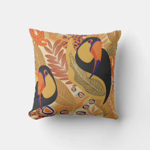Toucans on branches, seamless tropical pattern. cushion