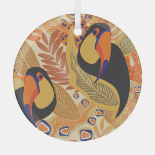 Toucans on branches, seamless tropical pattern. glass tree decoration