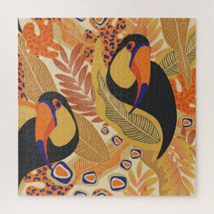 Toucans on branches, seamless tropical pattern. jigsaw puzzle