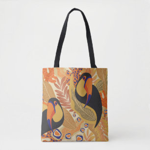 Toucans on branches, seamless tropical pattern. tote bag