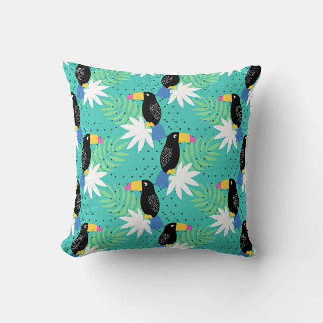 Toucans On Teal Cushion (Front)