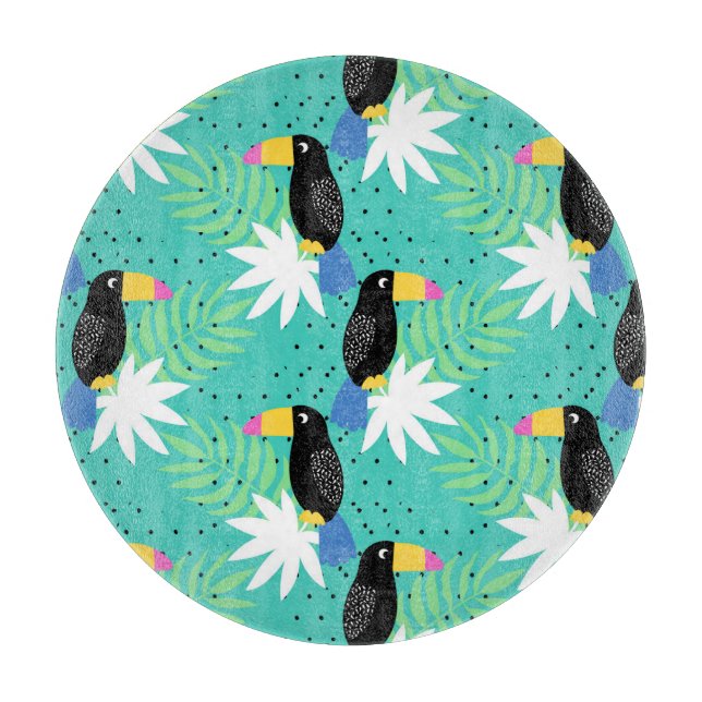 Toucans On Teal Cutting Board (Front)