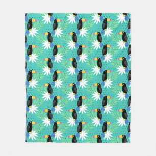 Toucans On Teal Fleece Blanket