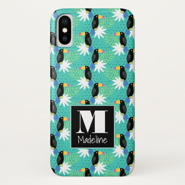 Toucans On Teal | Monogram Case-Mate iPhone Case (Back)