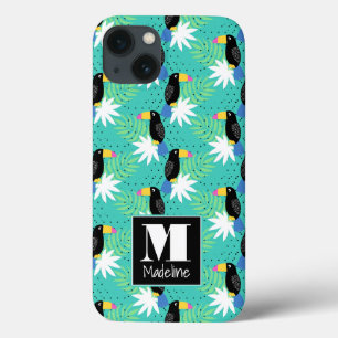 Toucans On Teal Monogram iPhone 13 Case