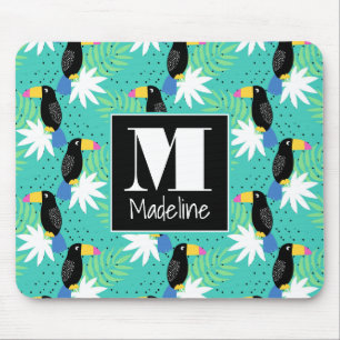 Toucans On Teal Monogram Mouse Mat