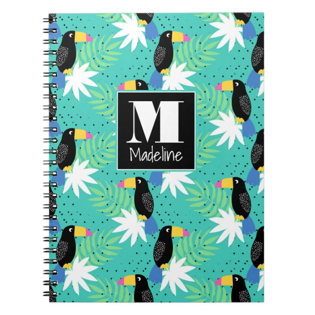 Toucans On Teal | Monogram Notebook (Front)