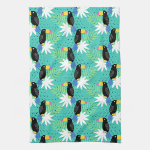 Toucans On Teal Tea Towel