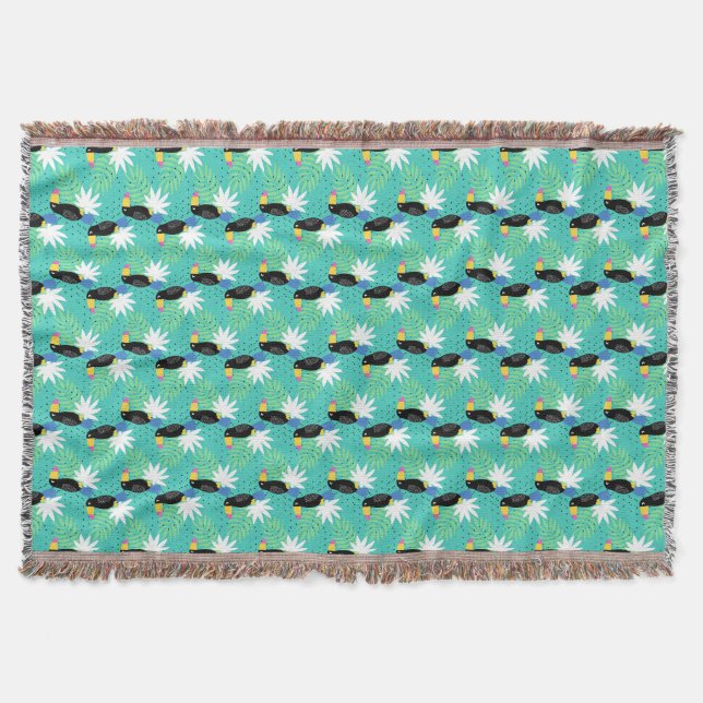 Toucans On Teal Throw Blanket (Front)