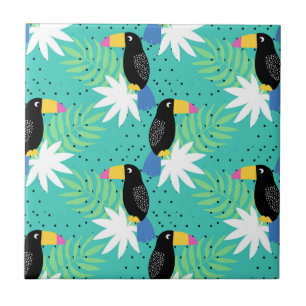 Toucans On Teal Tile