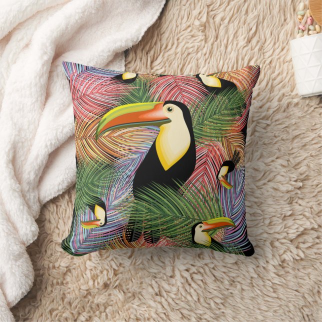Toucans on the Jungle Exotic Summer Pattern     Cushion (Blanket)