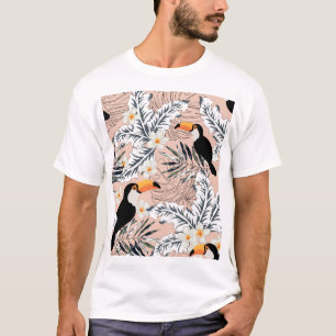 Toucans, Palms, Plumeria: Pink Tropical. T-Shirt