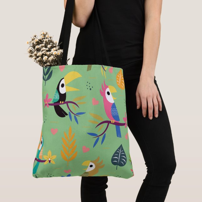 Toucans & Parrots Tote Bag (Close Up)