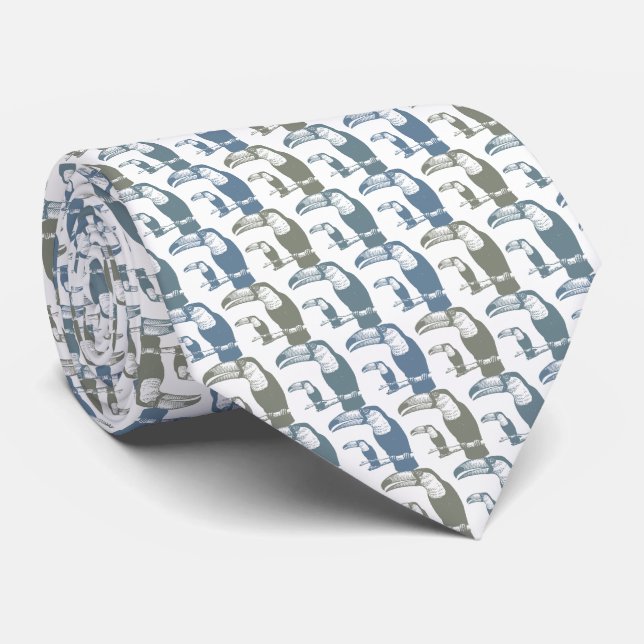 Toucans Tie Armani Grey (Rolled)
