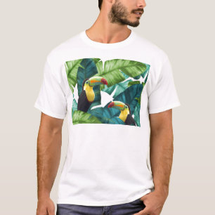 Toucans Tropical Banana Leaves Pattern T-Shirt