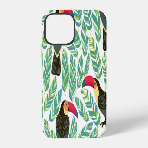 Toucans, tropical leaves, decorative pattern. iPhone 12 case