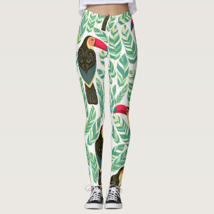 Toucans, tropical leaves, decorative pattern. leggings
