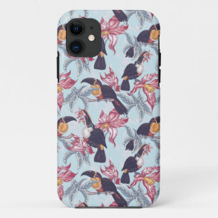 Toucans With Exotic Flowers iPhone 11 Case