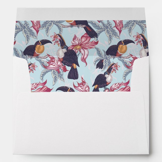 Toucans With Exotic Flowers Envelopes (Back (Bottom))