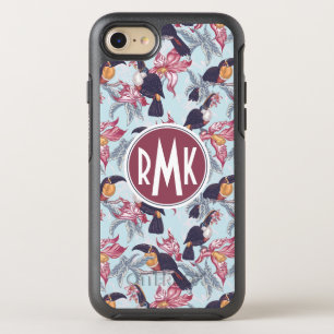 Toucans With Exotic Flowers   Monogram OtterBox Symmetry iPhone 8/7 Case