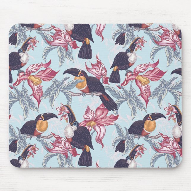 Toucans With Exotic Flowers Mouse Mat (Front)