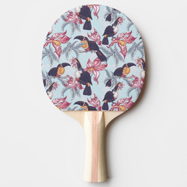 Toucans With Exotic Flowers Ping Pong Paddle (Front)