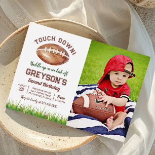 Touch Down Football Boy Birthday Photo Invitation