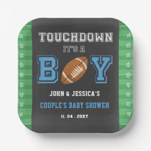 Touch Down Its a Boy Football Baby Shower Paper Plate