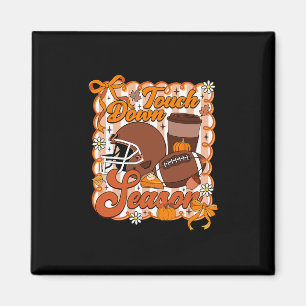 Touch Down Season Footll Autumn Pumpkin Coffee Lat Magnet