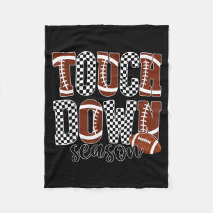 Touch Down Season Game Day Chequered Football Mum Fleece Blanket
