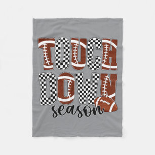 Touch Down Season Game Day Chequered Football Mum Fleece Blanket