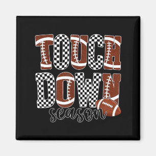 Touch Down Season Game Day Chequered Football Mum Magnet